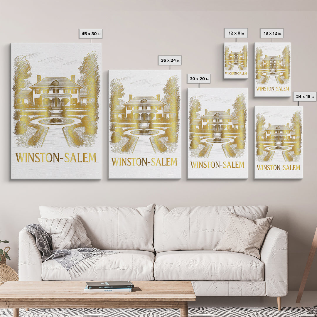 Winston Salem Travel Poster, Canvas Print, Minimalist Poster Art, Winston Salem Art Print, Watercolor Downtown Skyline, Retro Travel Print