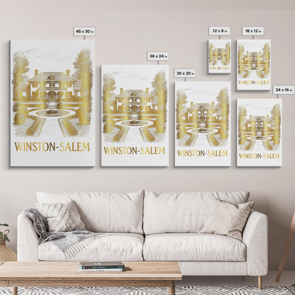 Winston Salem Travel Poster, Canvas Print, Minimalist Poster Art, Winston Salem Art Print, Watercolor Downtown Skyline, Retro Travel Print