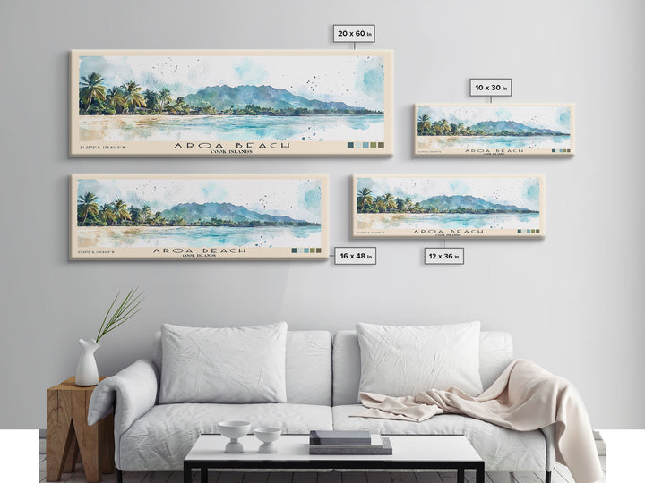 Aroa Beach, Cook Islands Watercolor Print, Vacation Gift, Cook Islands Wall Art, Beach Painting, Beach Decor, Large Wall Art, Wood Frame Art