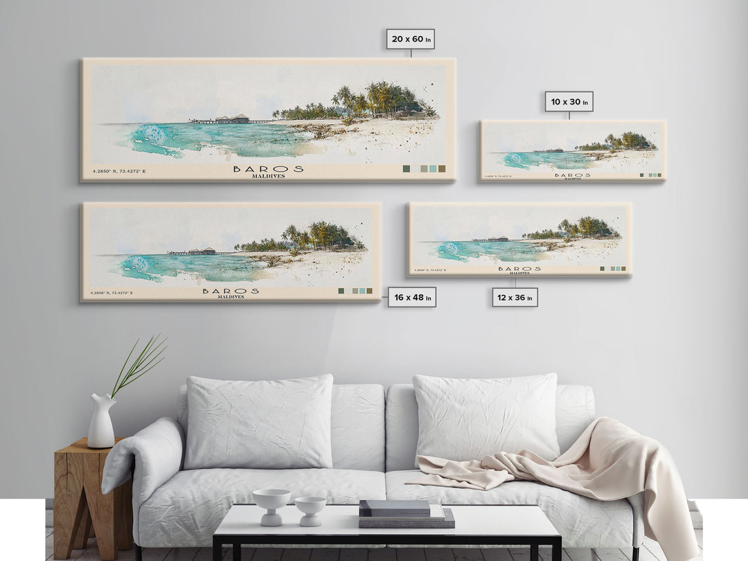 Baros, Maldives Watercolor Print, Vacation Gift, Maldives Wall Art, Vacation Wall Art, Vacatation Memories, Beach Decor, Beach Or Lakehouse Art