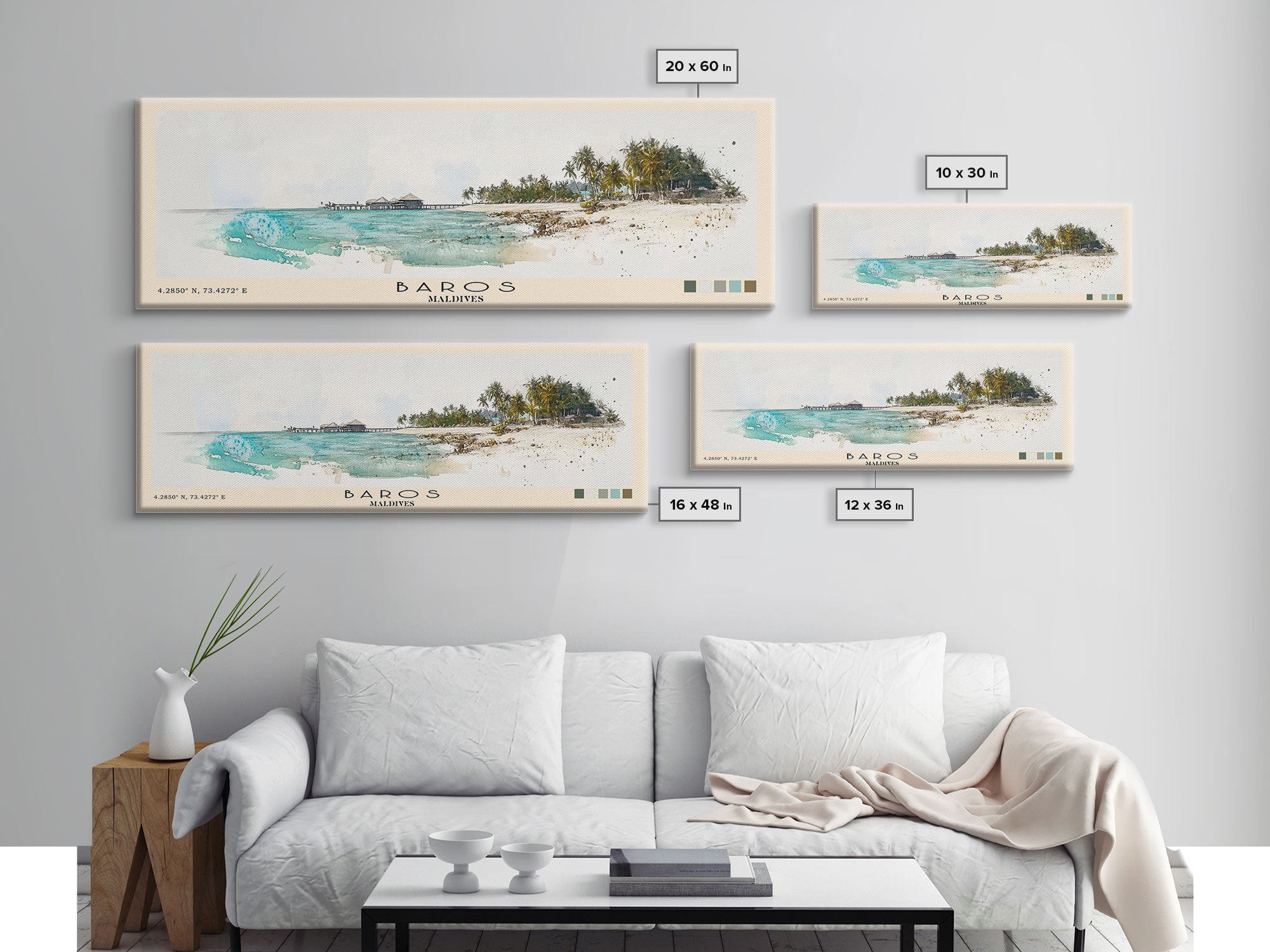 Baros, Maldives Watercolor Print, Vacation Gift, Maldives Wall Art, Vacation Wall Art, Vacatation Memories, Beach Decor, Beach Or Lakehouse Art