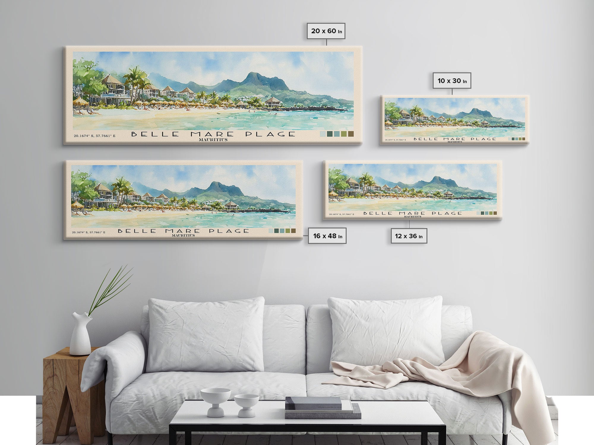 Belle Mare Plage, Mauritius Watercolor Print, Vacation Gift, Mauritius Wall Art, Beach Painting, Beach Decor, Beach Or Lakehouse Art