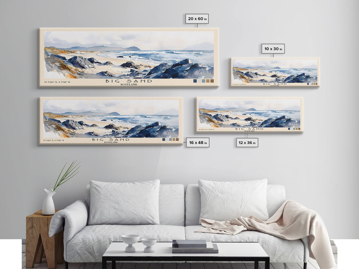 Big Sand, Scotland Watercolor Beach Print, Vacation Gift, Scotland Wall Art, Beach Painting, Beach Decor, Beach Painting