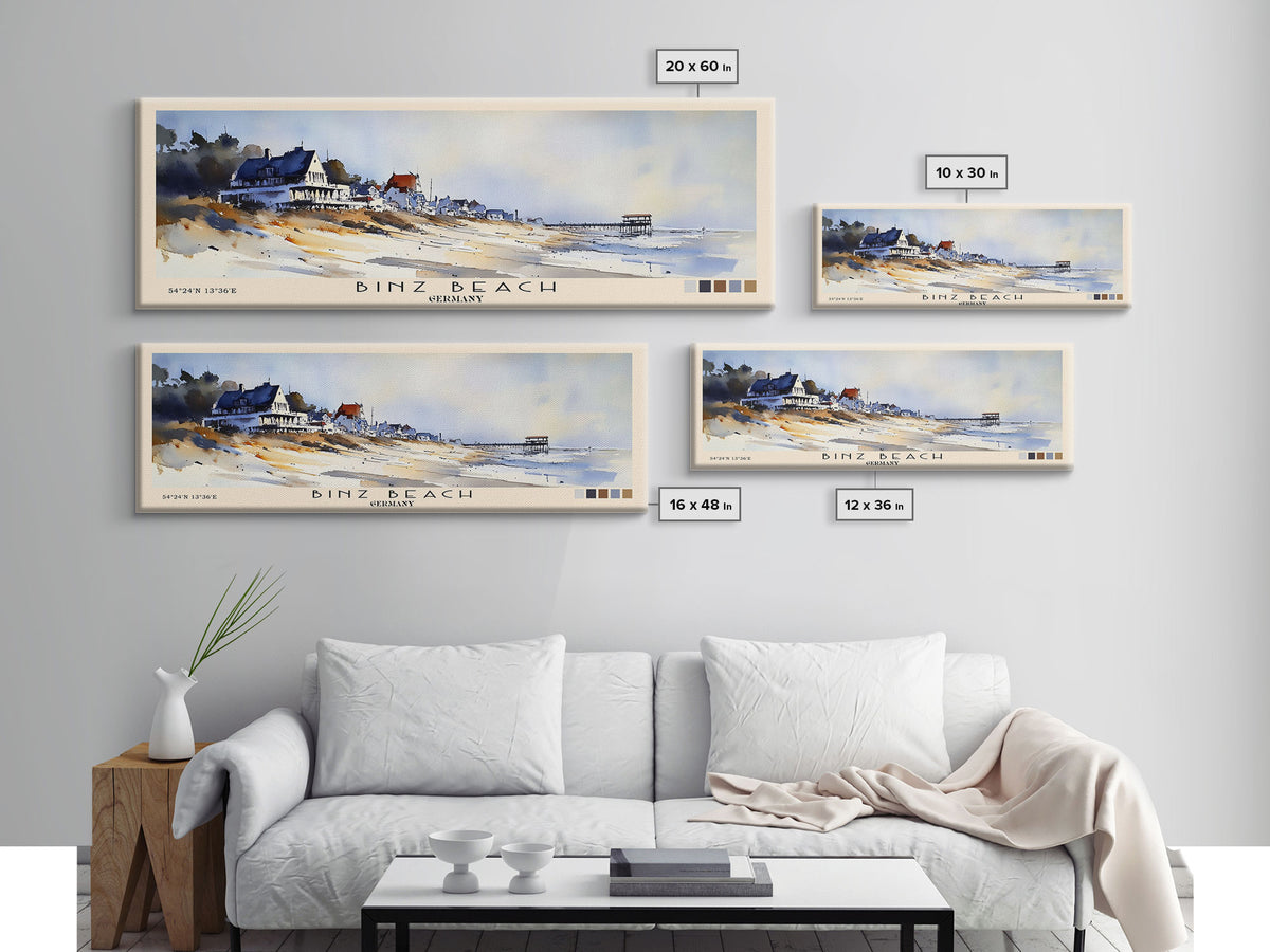 Binz Beach, Germany Watercolor Print, Vacation Gift, Germany Wall Art, Vacation Wall Art, Vacatation Memories, Beach Decor, Beach Or Lakehouse Art