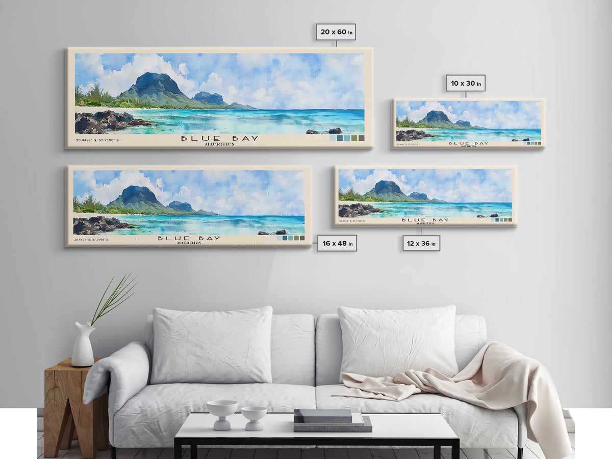Blue Bay, Mauritius Watercolor Print, Vacation Gift, Mauritius Wall Art, Vacation Wall Art, Vacatation Memories, Beach Decor, Beach Or Lakehouse Art