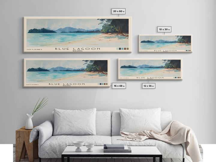 Blue Lagoon, Malasyia Watercolor Beach Print, Vacation Gift, Malasyia Wall Art, Beach Painting, Beach Decor, Beach Painting