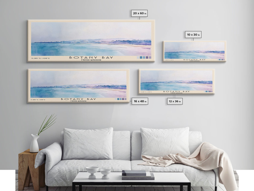 Botany Bay, United Kingdom Watercolor Print, Vacation Gift, United Kingdom Wall Art, Beach Painting, Beach Decor, Large Wall Art, Wood Frame Art