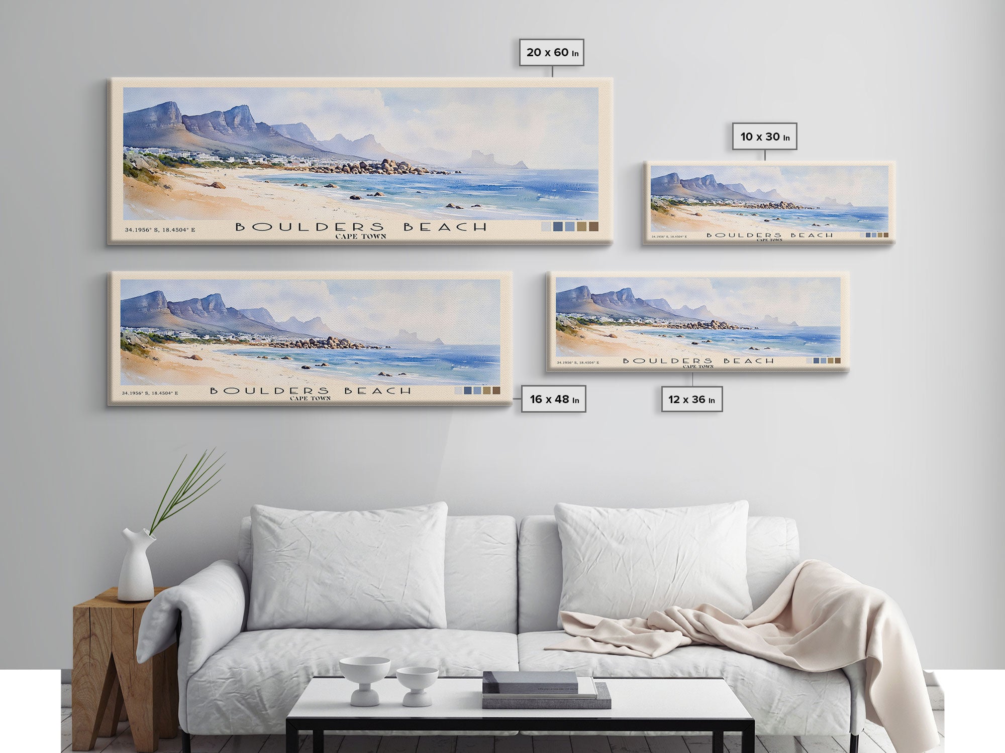 Boulders Beach, Cape Town Watercolor Beach Print, Vacation Gift, Cape Town Wall Art, Beach Painting, Beach Decor, Beach Painting
