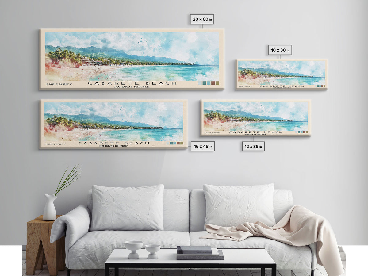 Cabarete Beach, Dominican Republic Watercolor Print, Vacation Gift, Dominican Republic Wall Art, Beach Painting, Beach Decor, Large Wall Art, Wood Frame Art