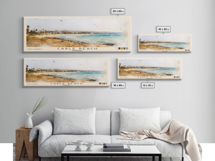 Cable Beach, Australia Watercolor Print, Vacation Gift, Australia Wall Art, Beach Painting, Beach Decor, Beach Or Lakehouse Art