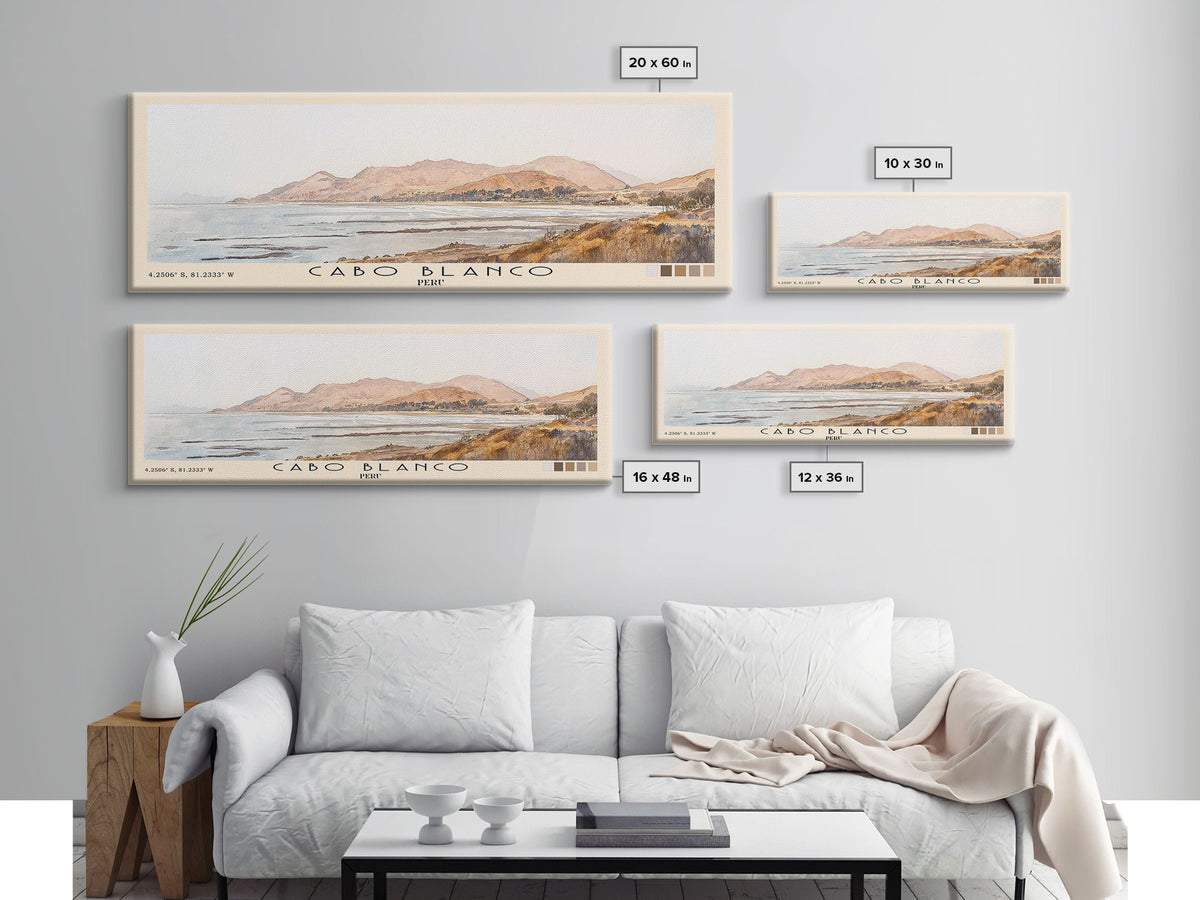 Cabo Blanco, Peru Watercolor Beach Print, Vacation Gift, Peru Wall Art, Beach Painting, Beach Decor, Beach Painting