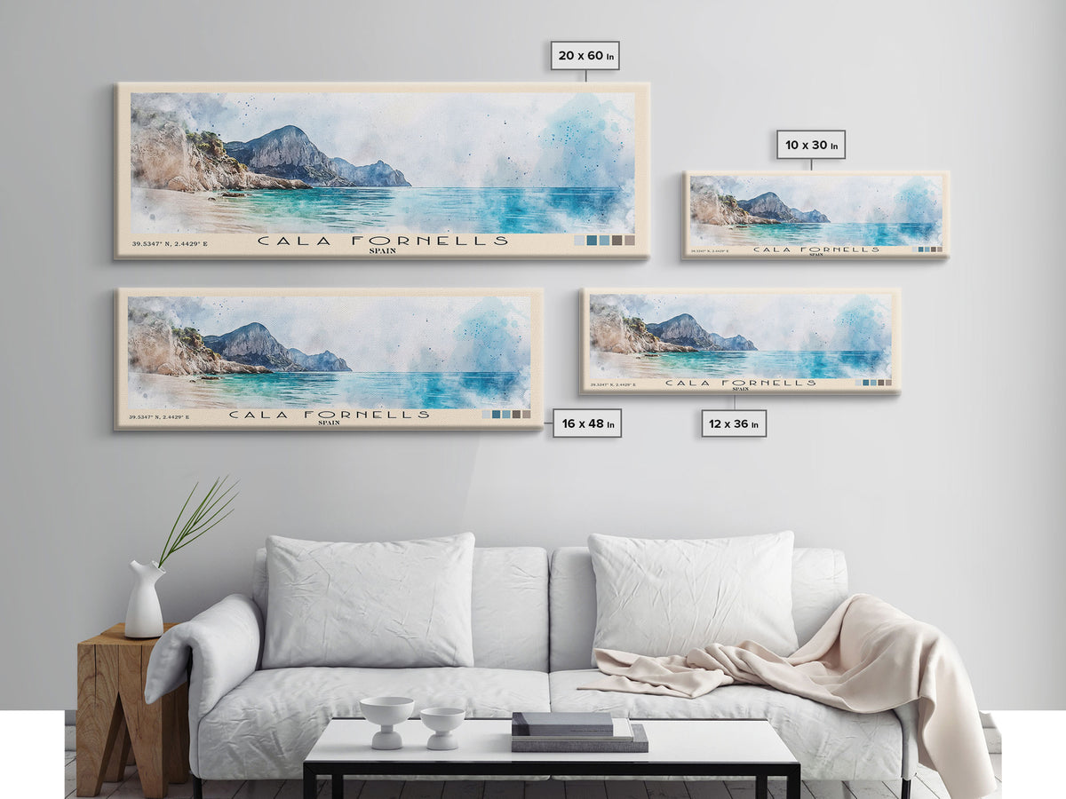 Cala Fornells, Spain Watercolor Print, Vacation Gift, Spain Wall Art, Beach Painting, Beach Decor, Beach Or Lakehouse Art