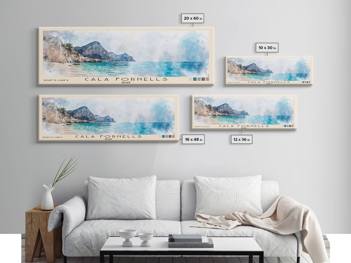 Cala Fornells, Spain Watercolor Print, Vacation Gift, Spain Wall Art, Beach Painting, Beach Decor, Beach Or Lakehouse Art