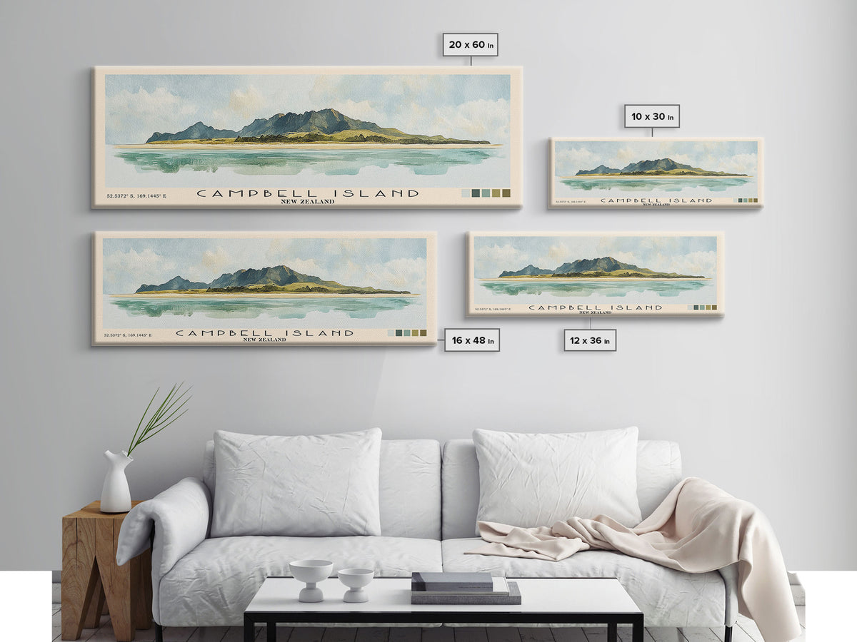 Campbell Island, New Zealand Watercolor Print, Vacation Gift, New Zealand Wall Art, Vacation Wall Art, Vacatation Memories, Beach Decor, Beach Or Lakehouse Art