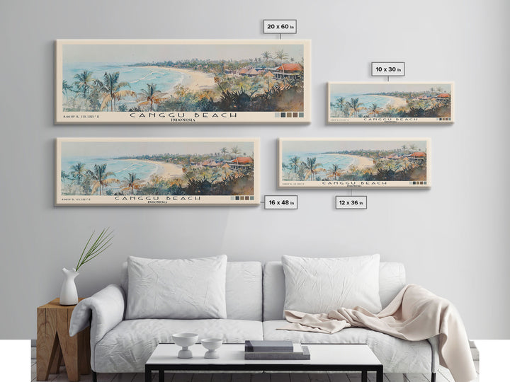 Canggu Beach, Indonesia Watercolor Print, Vacation Gift, Indonesia Wall Art, Beach Painting, Beach Decor, Large Wall Art, Wood Frame Art