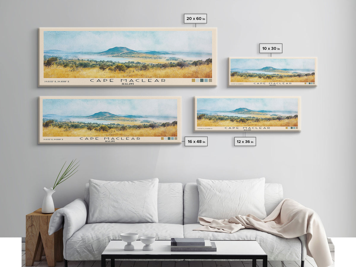 Cape Maclear, Malawi Watercolor Print, Vacation Gift, Malawi Wall Art, Beach Painting, Beach Decor, Large Wall Art, Wood Frame Art