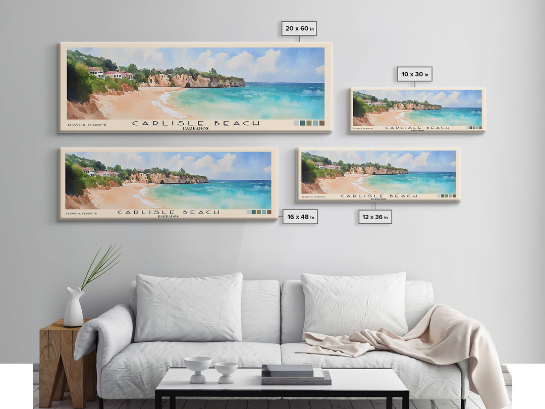 Carlisle Beach, Barbados Watercolor Print, Vacation Gift, Barbados Wall Art, Beach Painting, Beach Decor, Beach Or Lakehouse Art