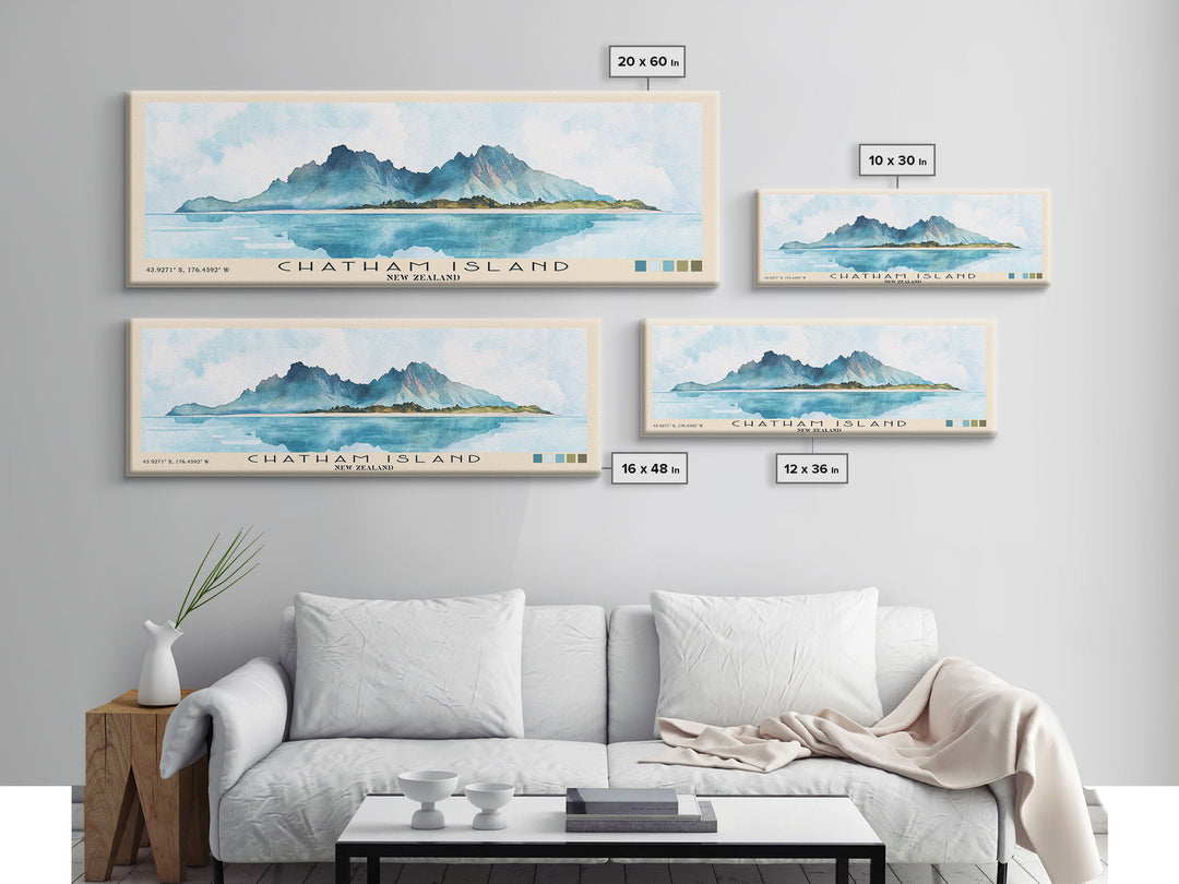 Chatham Island, New Zealand Watercolor Print, Vacation Gift, New Zealand Wall Art, Beach Painting, Beach Decor, Large Wall Art, Wood Frame Art