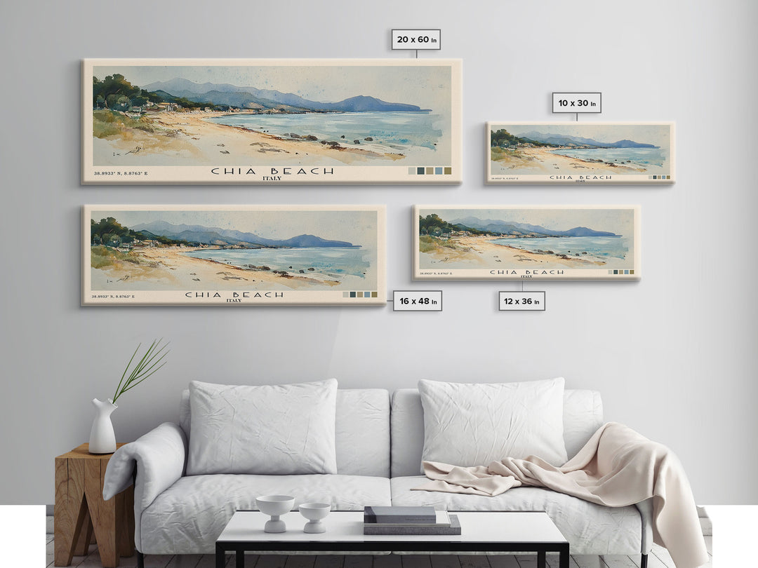 Chia Beach, Italy Watercolor Print, Vacation Gift, Italy Wall Art, Beach Painting, Beach Decor, Beach Or Lakehouse Art