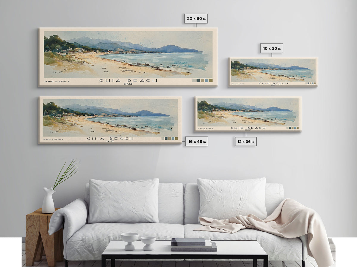 Chia Beach, Italy Watercolor Print, Vacation Gift, Italy Wall Art, Beach Painting, Beach Decor, Beach Or Lakehouse Art