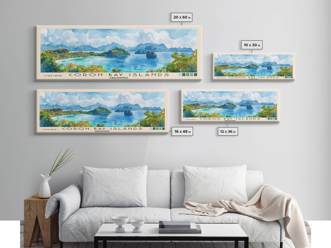 Coron Bay Islands, Philippines Watercolor Print, Vacation Gift, Philippines Wall Art, Beach Painting, Beach Decor, Beach Or Lakehouse Art