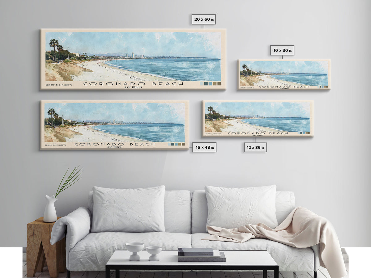 Coronado Beach, San Diego Watercolor Beach Print, Vacation Gift, San Diego Wall Art, Beach Painting, Beach Decor, Beach Painting