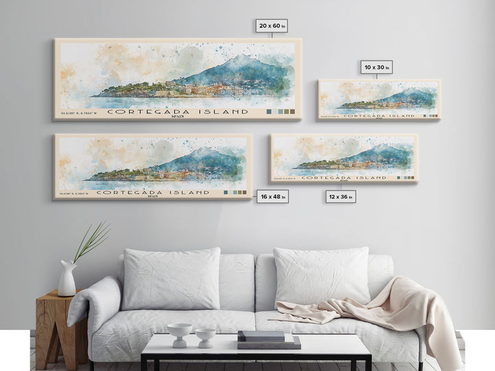 Cortegada Island, Spain Watercolor Beach Print, Vacation Gift, Spain Wall Art, Framed Canvas Print, Framed Beach Painting