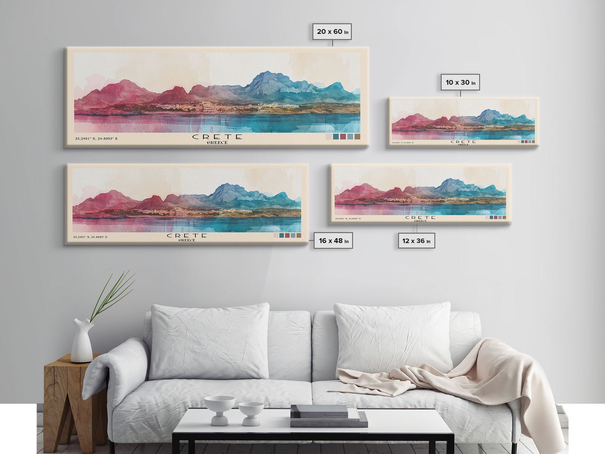 Crete, Greece Watercolor Beach Print, Vacation Gift, Greece Wall Art, Beach Painting, Beach Decor, Beach Painting