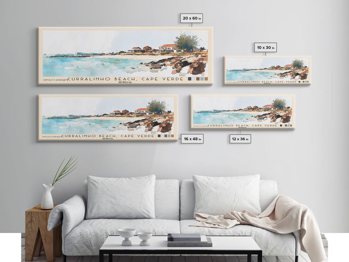 Curralinho Beach, Cape Verde, Senegal Watercolor Print, Vacation Gift, Senegal Wall Art, Beach Painting, Beach Decor, Large Wall Art, Wood Frame Art