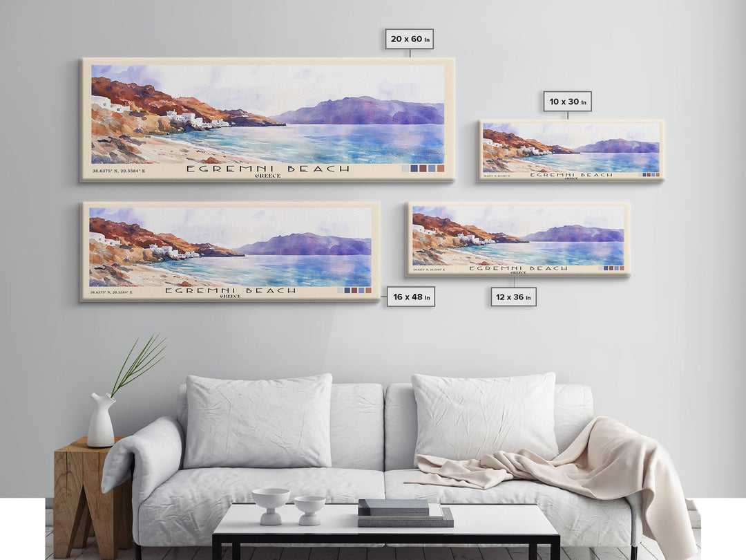 Egremni Beach, Greece Watercolor Print, Vacation Gift, Greece Wall Art, Vacation Wall Art, Vacatation Memories, Beach Decor, Beach Or Lakehouse Art