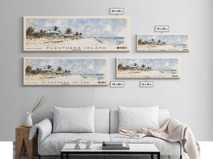 Eleuthera Island, Bahamas Watercolor Print, Vacation Gift, Bahamas Wall Art, Beach Painting, Beach Decor, Large Wall Art, Wood Frame Art