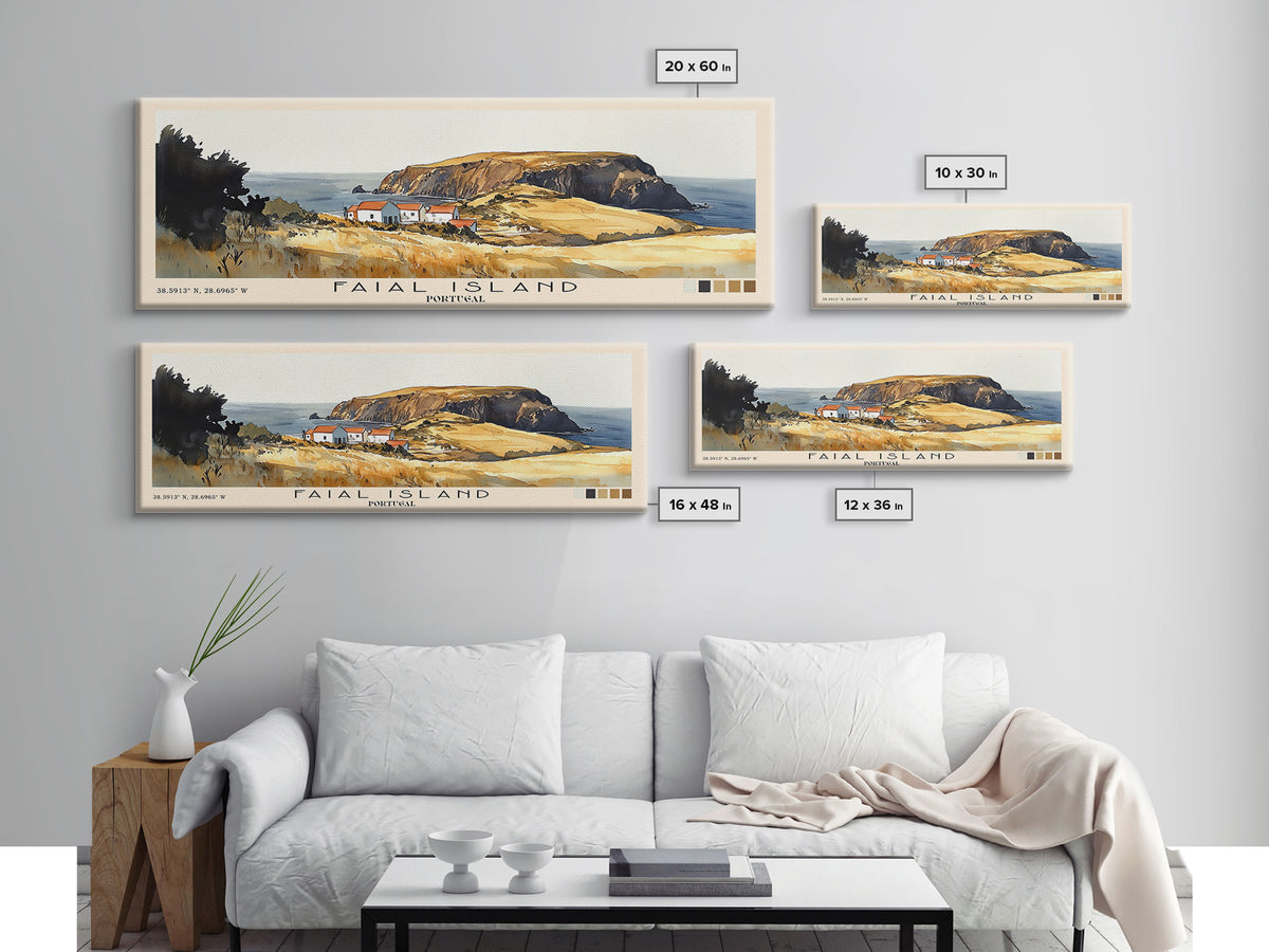 Faial Island, Portugal Watercolor Beach Print, Vacation Gift, Portugal Wall Art, Framed Canvas Print, Framed Beach Painting