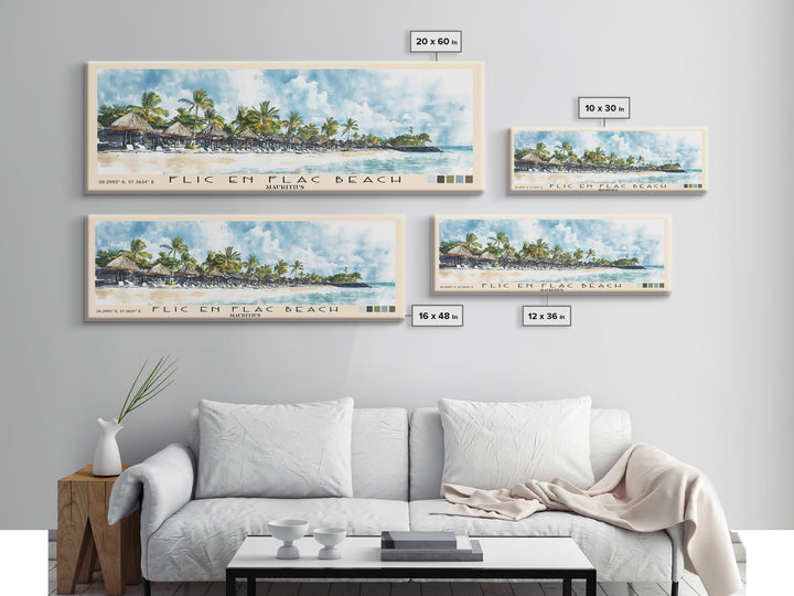 Flic en Flac Beach, Mauritius Watercolor Beach Print, Vacation Gift, Mauritius Wall Art, Beach Painting, Beach Decor, Beach Painting