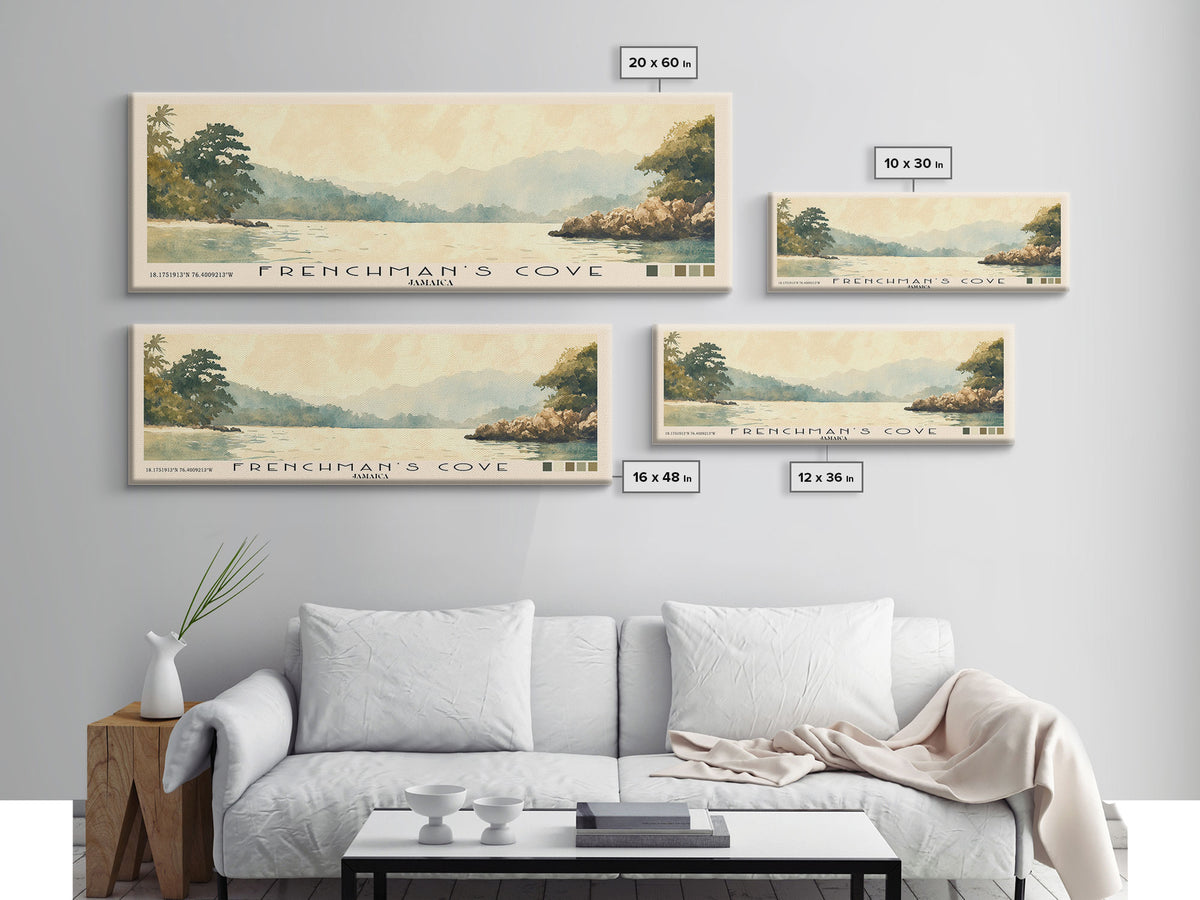 Frenchman’s Cove, Jamaica Watercolor Print, Vacation Gift, Jamaica Wall Art, Beach Painting, Beach Decor, Large Wall Art, Wood Frame Art