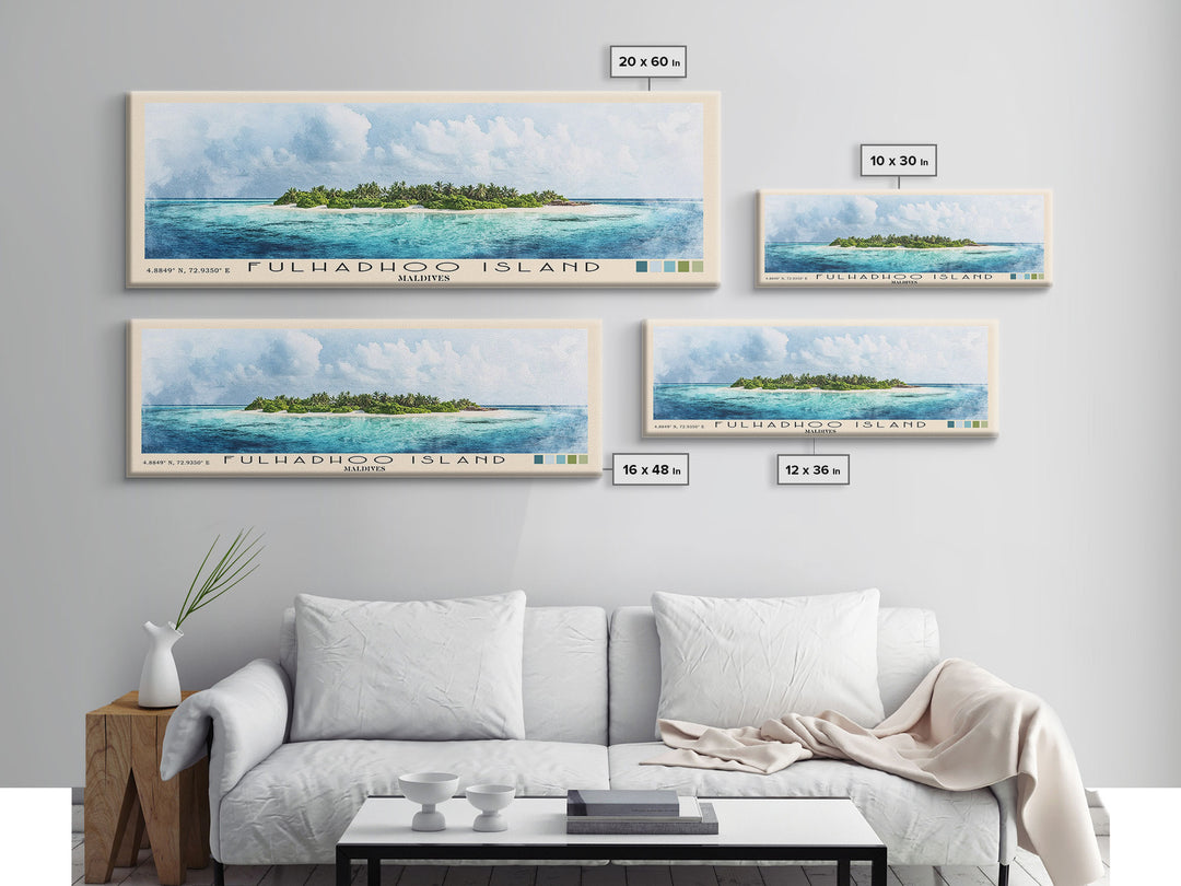 Fulhadhoo Island, Maldives Watercolor Beach Print, Vacation Gift, Maldives Wall Art, Beach Painting, Beach Decor, Beach Painting
