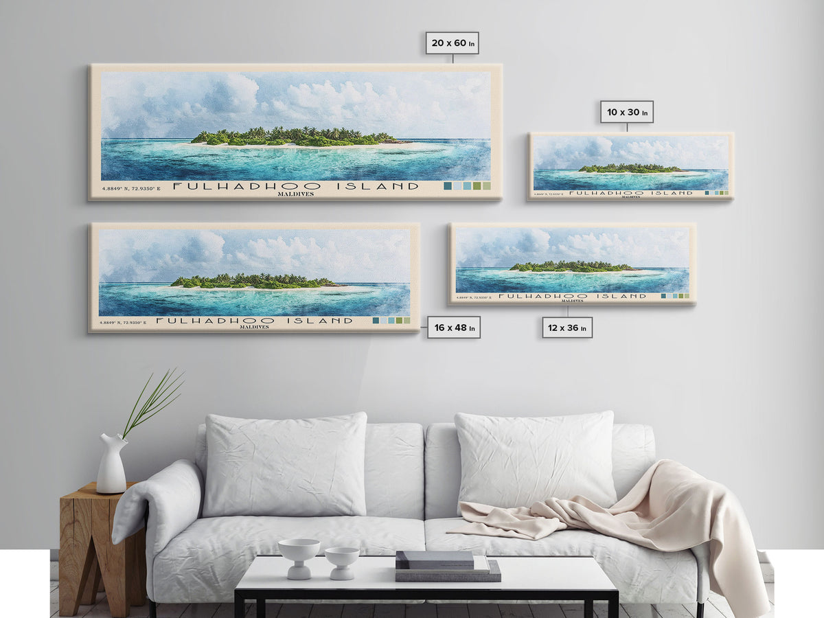 Fulhadhoo Island, Maldives Watercolor Beach Print, Vacation Gift, Maldives Wall Art, Beach Painting, Beach Decor, Beach Painting