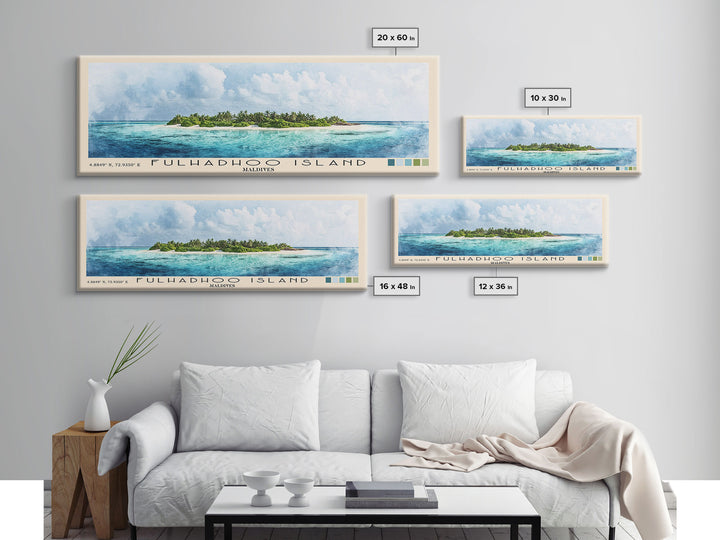 Fulhadhoo Island, Maldives Watercolor Beach Print, Vacation Gift, Maldives Wall Art, Beach Painting, Beach Decor, Beach Painting