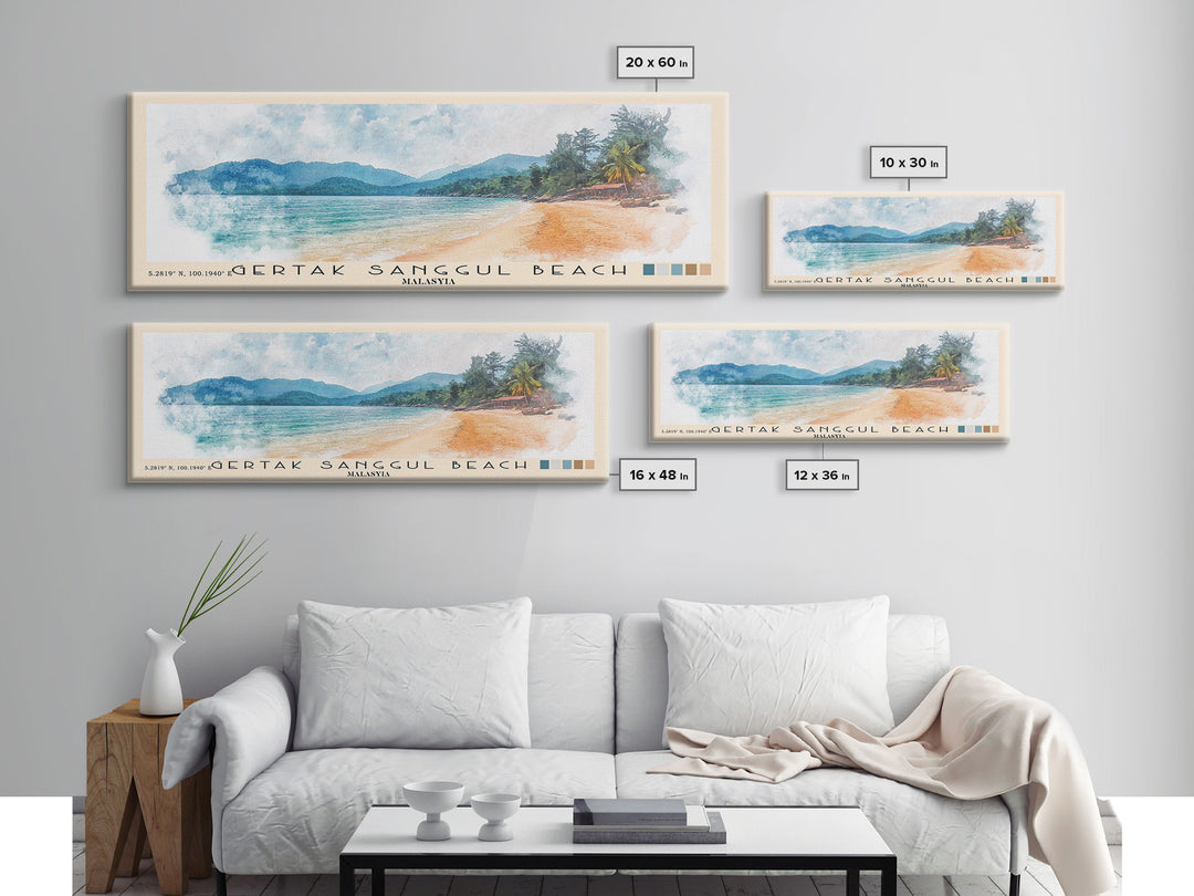 Gertak Sanggul Beach, Malasyia Watercolor Print, Vacation Gift, Malasyia Wall Art, Beach Painting, Beach Decor, Beach Or Lakehouse Art