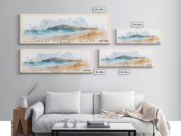 Great Mercury Island, New Zealand Watercolor Print, Vacation Gift, New Zealand Wall Art, Vacation Wall Art, Vacatation Memories, Beach Decor, Beach Or Lakehouse Art