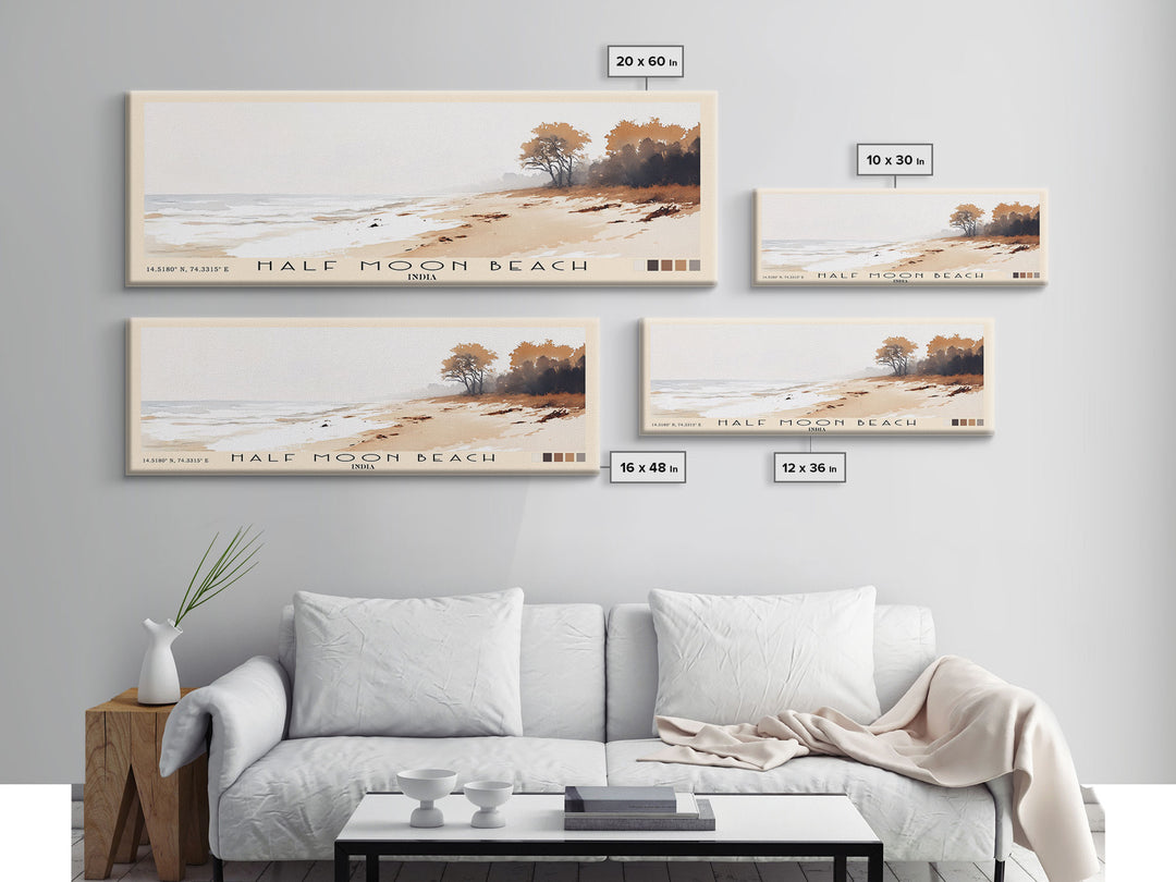 Half Moon Beach, India Watercolor Print, Vacation Gift, India Wall Art, Beach Painting, Beach Decor, Beach Or Lakehouse Art