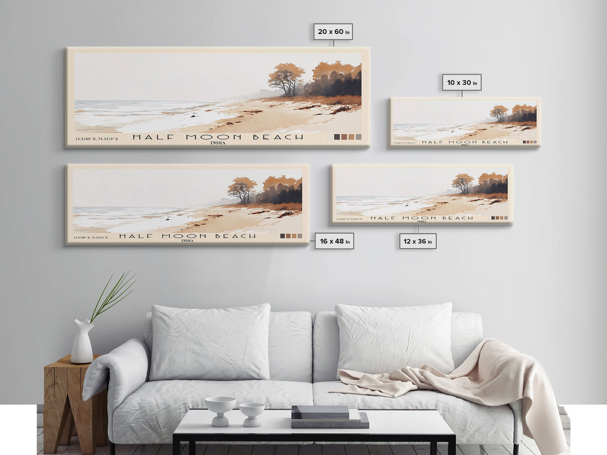Half Moon Beach, India Watercolor Print, Vacation Gift, India Wall Art, Beach Painting, Beach Decor, Beach Or Lakehouse Art