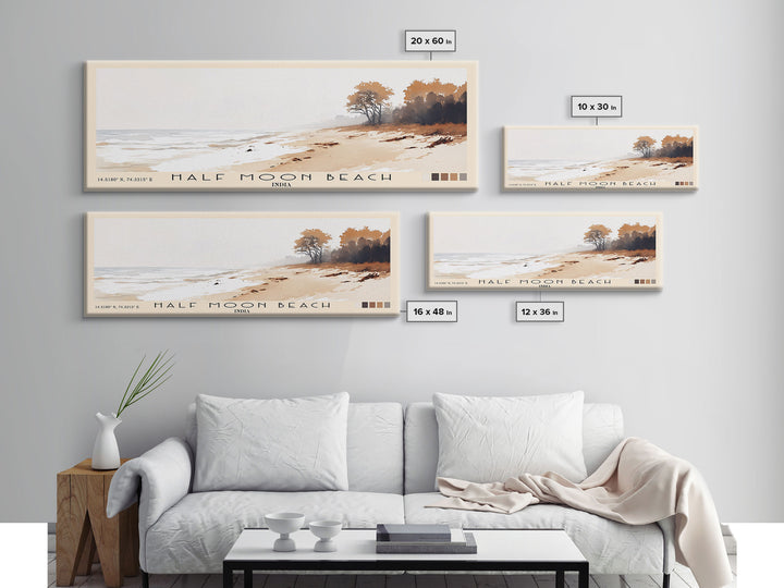 Half Moon Beach, India Watercolor Print, Vacation Gift, India Wall Art, Beach Painting, Beach Decor, Beach Or Lakehouse Art