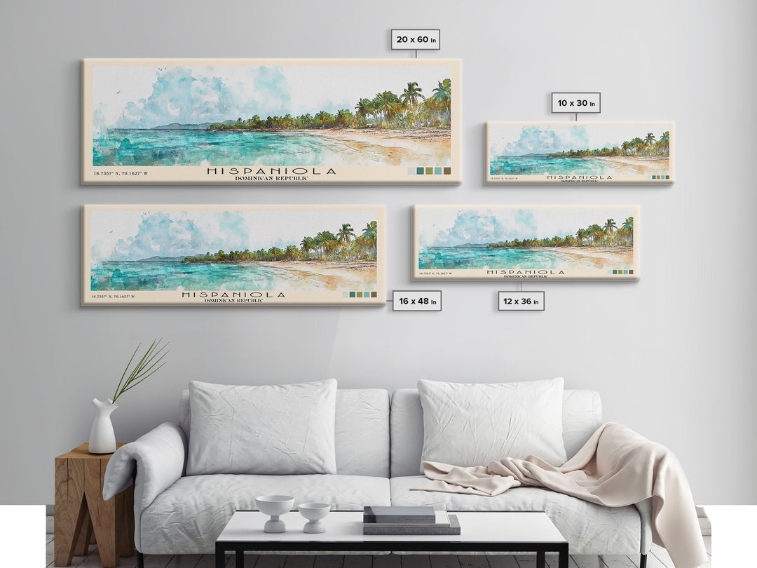 Hispaniola, Dominican Republic Watercolor Beach Print, Vacation Gift, Dominican Republic Wall Art, Beach Painting, Beach Decor, Beach Painting
