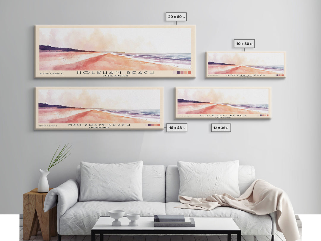 Holkham Beach, United Kingdom Watercolor Beach Print, Vacation Gift, United Kingdom Wall Art, Beach Painting, Beach Decor, Beach Painting