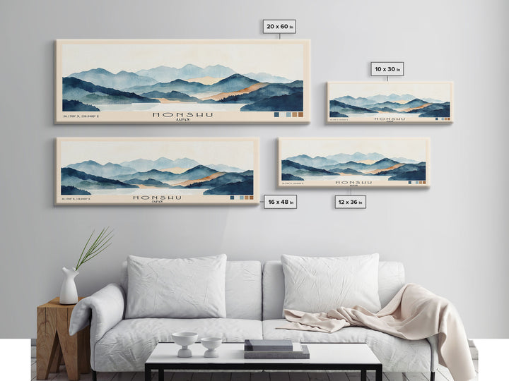 Honshu, Japan Watercolor Print, Vacation Gift, Japan Wall Art, Beach Painting, Beach Decor, Large Wall Art, Wood Frame Art