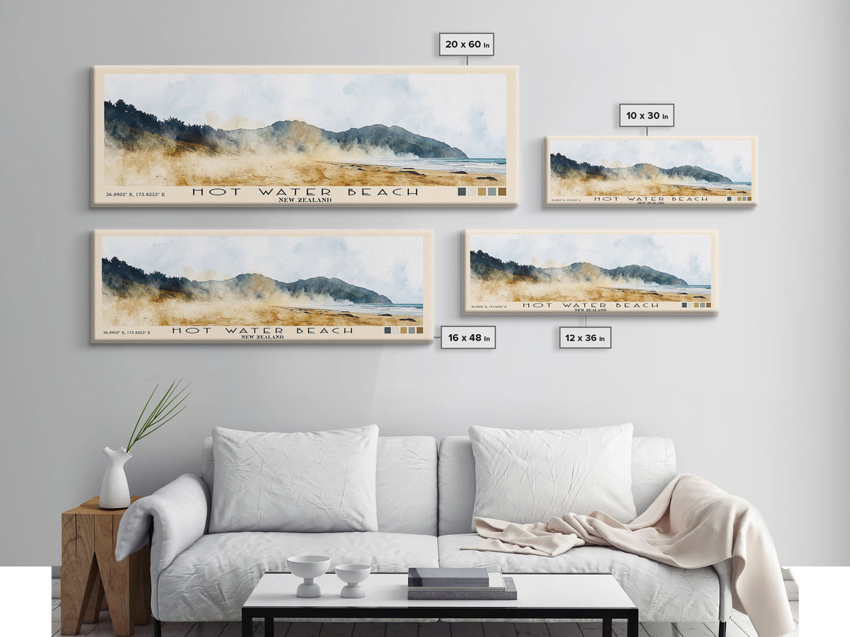 Hot Water Beach, New Zealand Watercolor Beach Print, Vacation Gift, New Zealand Wall Art, Beach Painting, Beach Decor, Beach Painting