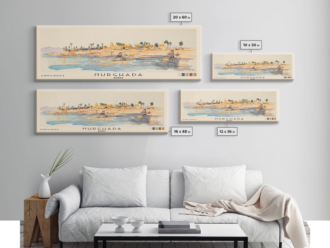 Hurghada, Egypt Watercolor Beach Print, Vacation Gift, Egypt Wall Art, Beach Painting, Beach Decor, Beach Painting