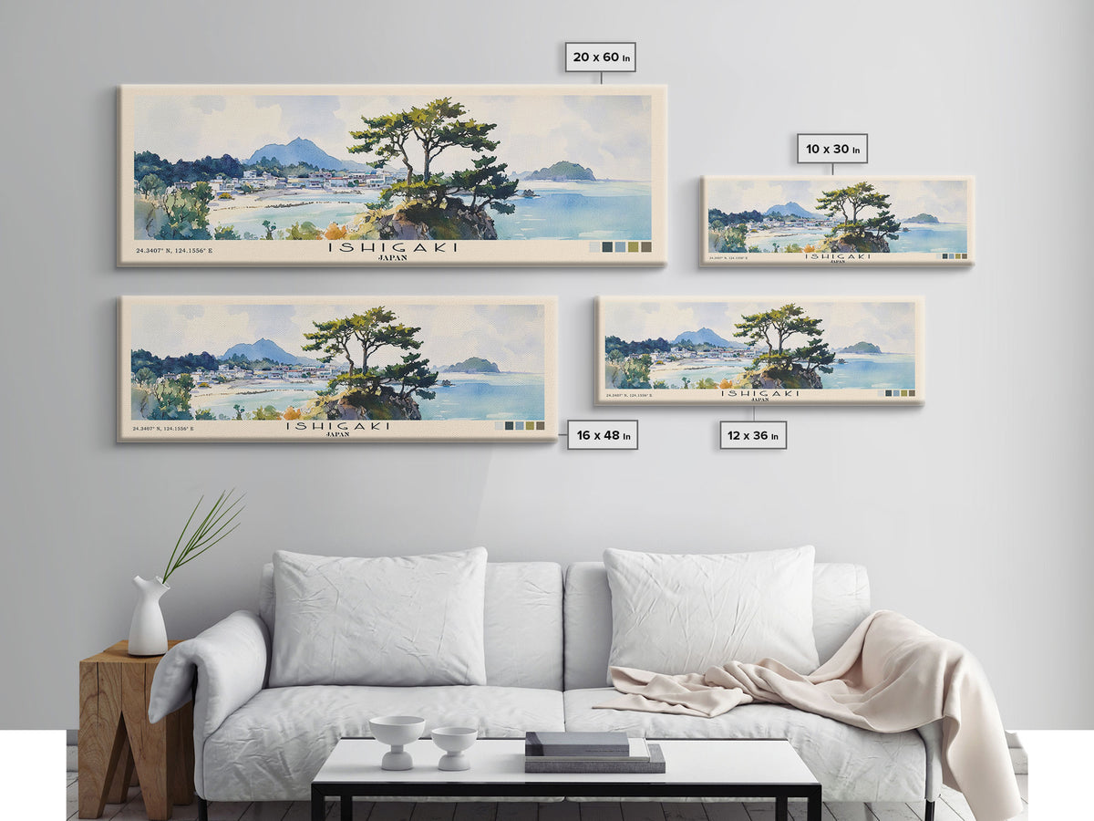 Ishigaki, Japan Watercolor Print, Vacation Gift, Japan Wall Art, Beach Painting, Beach Decor, Large Wall Art, Wood Frame Art