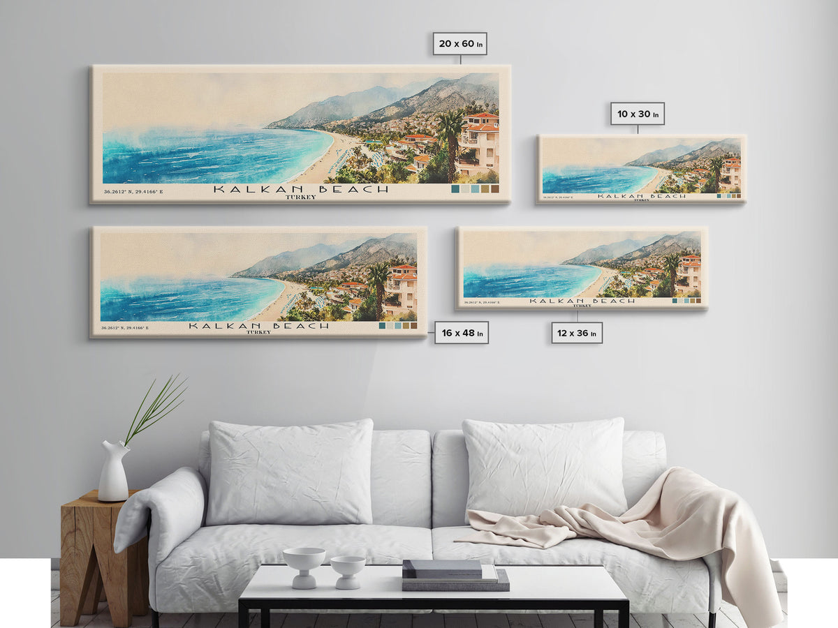 Kalkan Beach, Turkey Watercolor Print, Vacation Gift, Turkey Wall Art, Beach Painting, Beach Decor, Beach Or Lakehouse Art
