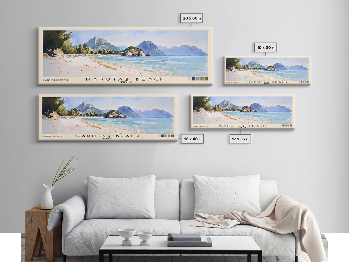 Kaputaş Beach, Turkey Watercolor Beach Print, Vacation Gift, Turkey Wall Art, Beach Painting, Beach Decor, Beach Painting